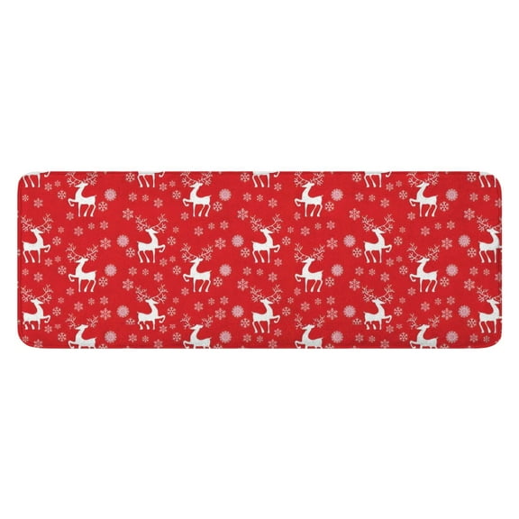 Red Christmas Reindeer Pattern Kitchen Rug Mat,Kitchen Runner Rugs Non Skid Washable,Decorative Kitchen Floor Mats for Kitchen,Sink,Laundry,17"x47.2"