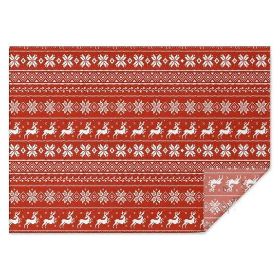 Red Christmas Reindeer Pattern Rectangle Tablecloth 60"x84",Waterproof Polyester Rectangle Table Cloth, Wipeable Spillproof Polyester Tablecloth for Dining, Camping, Indoor and Outdoor