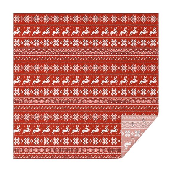 Red Christmas Reindeer Pattern Square Tablecloth,Waterproof Square Table Cover,Wipeable Spillproof Washable Table Cover for Home Kitchen Party Decor 42"X42"(107x107cm)