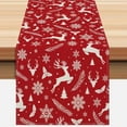 thumbnail image 1 of Red Christmas Reindeer Table Runner 13x72 Inch Pine Branches Snowflakes Winter Kitchen Dinning Table Decoration for Home Party Decor, 1 of 6