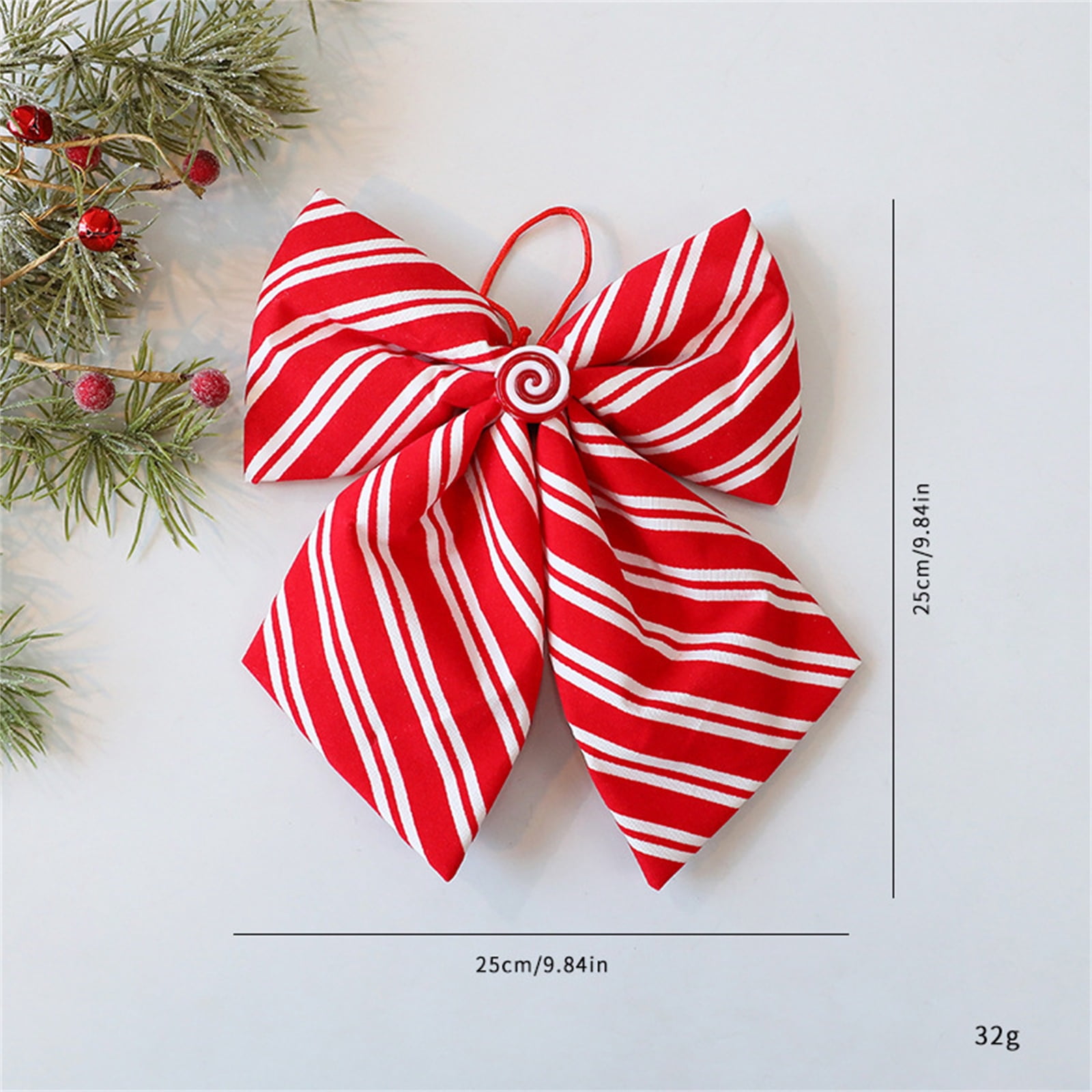 Red Christmas Ribbon Bow Christmas Candy Stripe Bows Red Glitter Stripe ...