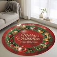thumbnail image 1 of Red Christmas Round Rug 3ft Washable Circle Entryway Rugs Non Slip Winter Xmas Pine Branches Cone Balls Area Rug Indoor Floor Carpet for Bedroom Kitchen Living Room Home Office Dining Room Nursery, 1 of 8