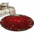 thumbnail image 1 of Red Christmas Round Rug 4ft Area Rug Washable Soft Non-Slip 4' Circle Low Pile Rugs Winter Xmas Balls Snowflake Pine Branches Carpet for Bedroom Living Room Entryway Home Office Dining Room, 1 of 8