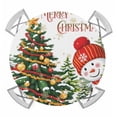 thumbnail image 1 of Red Christmas Round Tablecloth for 36-44 Inch Tables,Fitted Table Cover with Elastic Edge,Snowman Xmas Tree Ball Snowflake Winter Waterproof Outdoor Table Cloth Protector for Patio Garden Dinner, 1 of 9