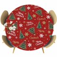 thumbnail image 1 of Red Christmas Round Tablecloth, Fitted Table Cover with Elastic for 36"-44" Round Tables, Xmas Tree Snowflake Stars Farmhouse Table Cloth Outdoor Indoor Dinning Party Waterproof Tablecloths, 1 of 7