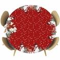 thumbnail image 1 of Red Christmas Round Tablecloth, Fitted Table Cover with Elastic for 45"-54" Round Tables, Winter Snowman Pine Tree Deer Snowflakes Table Cloth Outdoor Indoor Dinning Party Waterproof Tablecloths, 1 of 7