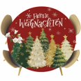 thumbnail image 1 of Red Christmas Round Tablecloth, Fitted Table Cover with Elastic for 45"-54" Round Tables, Xmas Tree Snowflake Winter Farmhouse Table Cloth Outdoor Indoor Dinning Party Waterproof Tablecloths, 1 of 7