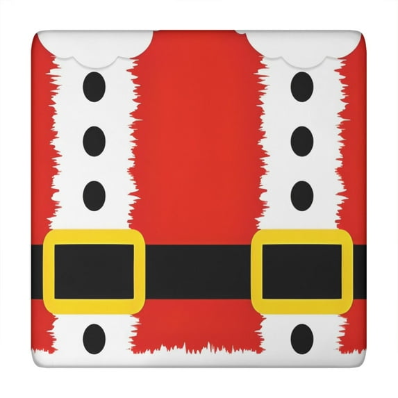 Red Christmas Santa Costume Pattern Square Fitted Tablecloth with Elastic Edge,Square Table Cover,Washable Elastic Table Cover for Home Kitchen Party Decor 34"x34"