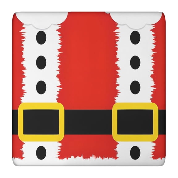 Red Christmas Santa Costume Pattern Square Fitted Tablecloth with Elastic Edge,Square Table Cover,Washable Elastic Table Cover for Home Kitchen Party Decor 36"x36"