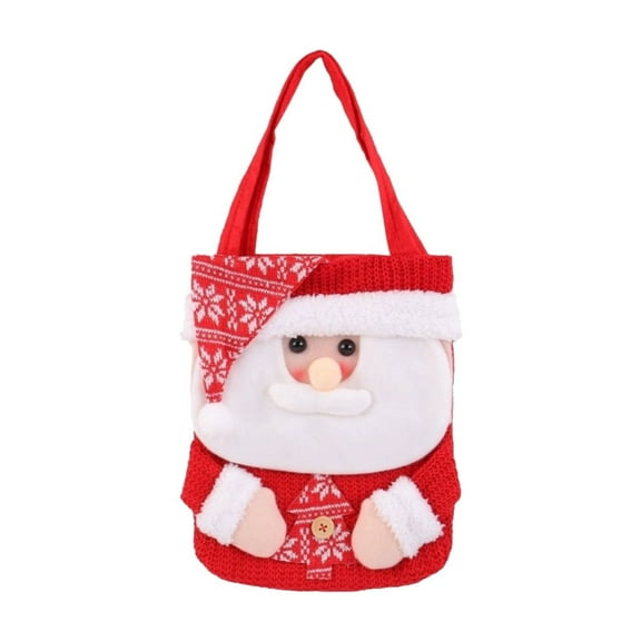 Red Christmas Santa Gift Drawstring Bag, Fabric Pouch for Holiday Presents