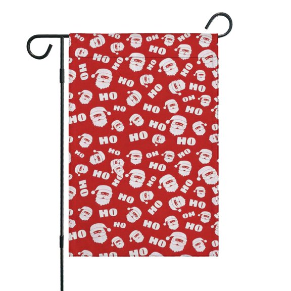 Red Christmas Santa Pattern Fall Garden Flags 12.5"x18" Double Side,Small Yard Flags for Outside,Outdoor Fall Decor,Autumn Funny Garden Flag Yard Decoration