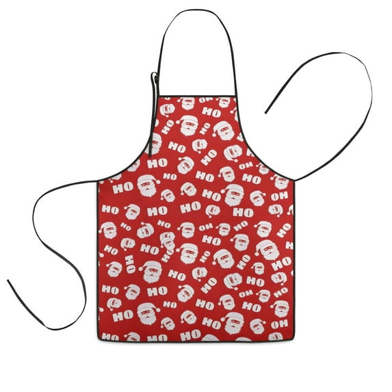 Red Christmas Santa Pattern Kids Aprons for Girls and Boys,Adjustable Neck Strap Toddler Aprons for Kids Cooking Baking