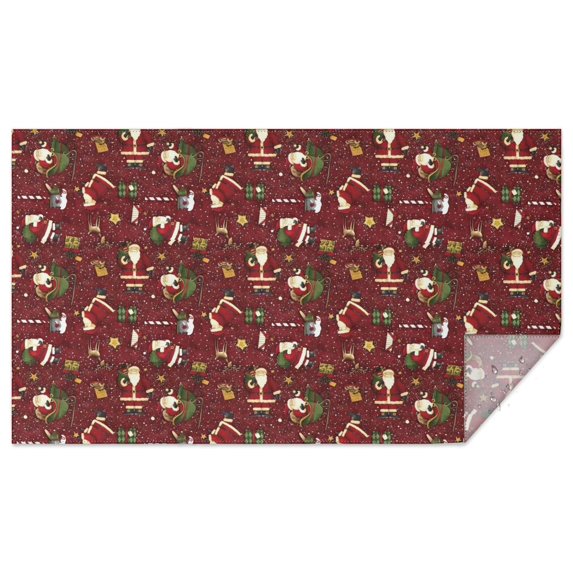 Red Christmas Santa Pattern Rectangle Tablecloth 60"x102",Waterproof Polyester Rectangle Table Cloth, Wipeable Spillproof Polyester Tablecloth for Dining, Camping, Indoor and Outdoor