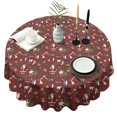 thumbnail image 1 of Red Christmas Santa Pattern Round Tablecloth 60"x60",Wrinkle Wipeable Table Cloth for Kitchen Dining Room Picnic Patio Party, 1 of 6