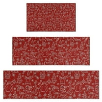 Red Christmas Scene Pattern Kitchen Rugs Sets Of 3,Kitchen Runner Rugs Non Skid Washable,Decorative Kitchen Floor Mats for Kitchen,Sink,Laundry,17"x30"  17"x47"   17"x59"