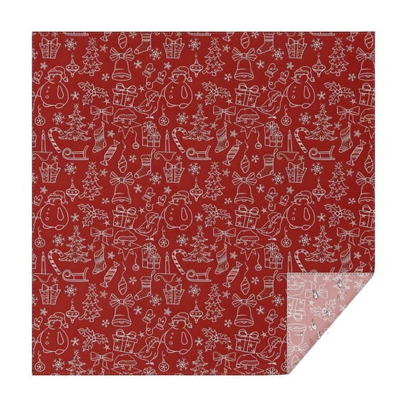 Red Christmas Scene Pattern Square Tablecloth,Waterproof Square Table Cover,Wipeable Spillproof Washable Table Cover for Home Kitchen Party Decor 42"X42"(107x107cm)