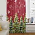 thumbnail image 1 of Red Christmas Semi Sheer Curtains Drapes for Living Room, Bedroom, French Doors Window 54 Inches Long, Xmas Tree Snowflake Winter Botanical Rod Pocket Chiffon Curtain Drapery Voile Draperies Panel, 1 of 6