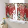 thumbnail image 1 of Red Christmas Sheer Curtains 45 Inch Length 2 Panels Set, Semi Transparent Voile Rod Pocket Curtains for Living Dining Room Bedroom Drapes Snowman Xmas Tree Poinsettia Eucalyptus, 1 of 8