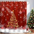 thumbnail image 1 of Red Christmas Shower Curtain with 12 Hooks Christmas Bathroom Decor, Shiny Christmas Tree Ball Snowflake Xmas Christmas Holiday Shower Curtains for Bathroom, 72x72 Inch, 1 of 6