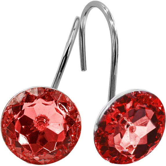 Red Christmas Shower Curtain Hooks Rings, Xmas Metal Shower Hooks for Shower Curtain Liner, Holiday Rust Proof Shower Rings for Curtain and Bathroom Shower Rod, 12 Pack Bathroom Set
