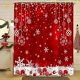 thumbnail image 1 of Red Christmas Shower Curtain Set, Merry Christmas Ball Winter Snowflakes Glitter Sparkle Shower Curtain for Bathroom Xmas Holiday Decor, Machine Washable with Hooks, 72 x 72 inches, 1 of 5