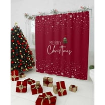 Red Christmas Shower Curtain, Xmas Tree Snowflake Waterproof Washable Boho Funny Cute Shower Curtains Set for Bathroom Farmhouse Bathtubs Decor with Hook, 48"Wx72"L