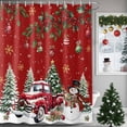 thumbnail image 1 of Red Christmas Shower Curtains for Bathroom, Xmas Snowman Truck Snowflake Tree Balls Waterproof Fabric Shower Curtain for Bathroom Bathtub Decoration, Machine Washable, 54x"78", 1 of 9