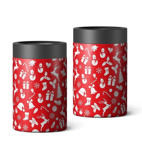 Red Christmas Silhouette Pattern Can Cooler 1 Pack, Vacuum Insulated ...
