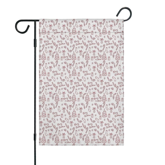 Red Christmas Sketch Pattern Fall Garden Flags 12.5"x18" Double Side,Small Yard Flags for Outside,Outdoor Fall Decor,Autumn Funny Garden Flag Yard Decoration