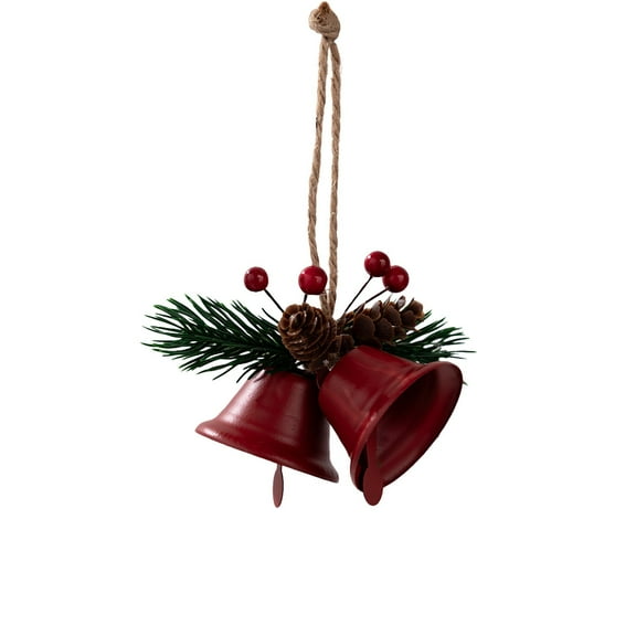 Red Christmas Small Bells Pendant Decor For Tree And Home Holiday, Durable Iron And Plastic Material, Includes Hanging Rope, Festive Ornament Gift, 5.1 X 3.2 X 1.8 Inches, 0.04 Lb