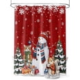 thumbnail image 1 of Red Christmas Small Stall Shower Curtain, Waterproof Shower Curtains for Bathroom, Snowman Pine Tree Animals Winter Snowflake Washable Fabric Cloth Bath Curtain for Bathtub with Hooks 36x72 Inches, 1 of 6