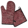 thumbnail image 1 of Red Christmas Snow Pattern Kitchen Oven Mitt and Pot Holder Sets 2 Pcs for Baking, Cooking and Grilling, Heat Resistant Up To 392 °F, 1 of 7