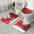 thumbnail image 1 of Red Christmas Snowflake Pattern Bathroom Rugs Sets 3 Piece,Toilet Cover Set,Absorbent Non Slip Bathroom Mats Sets with U-Shaped Contour Rug Toilet Rug Set, 1 of 5