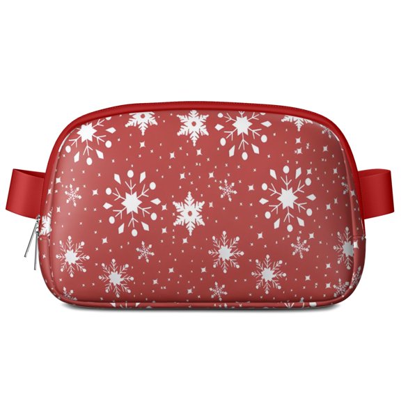 Red Christmas Snowflake Pattern Cute Fanny Packs for Women,Travel Waterproof Crossbody Fanny Bags Waist Purse for Women Anti Theft Adjustable Strap for Running Travel Cycling