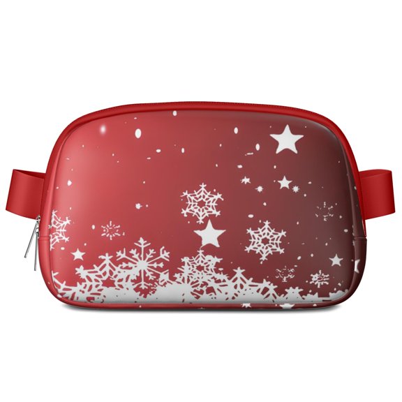 Red Christmas Snowflake Pattern Cute Fanny Packs for Women,Travel Waterproof Crossbody Fanny Bags Waist Purse for Women Anti Theft Adjustable Strap for Running Travel Cycling