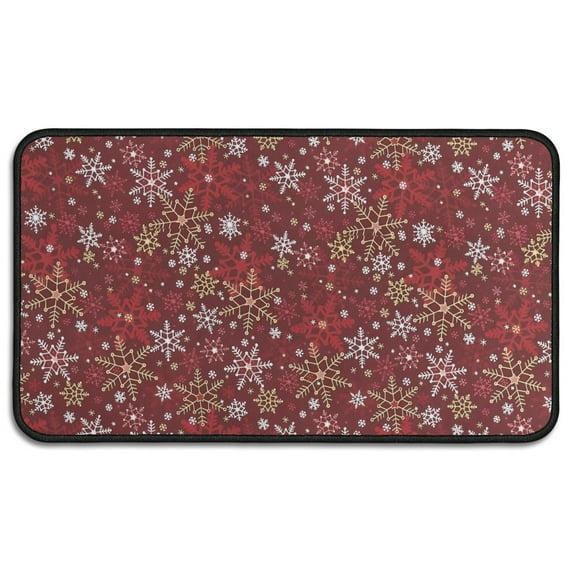 Red Christmas Snowflake Pattern Door Rugs,Washable Non Slip Door Mats Indoor,Decorative Door Mats,Entry Mat Indoor for Entrance,Bedroom,Kitchen,Bathroom,30"x17"