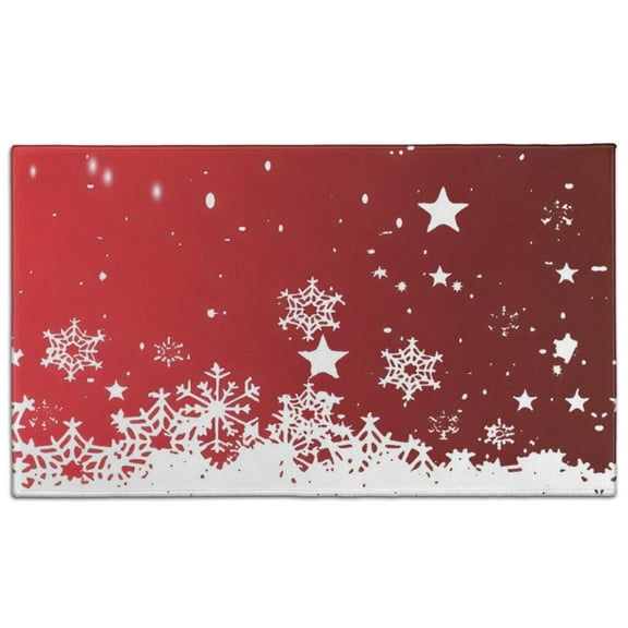 Red Christmas Snowflake Pattern Door Rugs,Washable Non Slip Door Mats Indoor,Decorative Door Mats,Entry Mat Indoor for Entrance,Bedroom,Kitchen,Bathroom,17"x30"