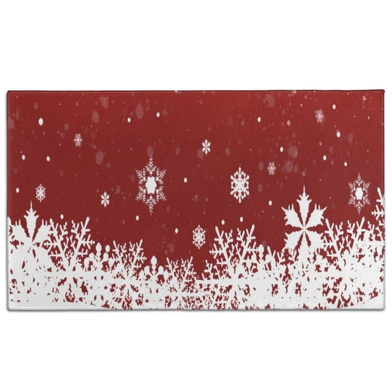 Red Christmas Snowflake Pattern Door Rugs,Washable Non Slip Door Mats Indoor,Decorative Door Mats,Entry Mat Indoor for Entrance,Bedroom,Kitchen,Bathroom,17"x30"
