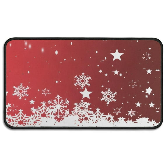 Red Christmas Snowflake Pattern Door Rugs,Washable Non Slip Door Mats Indoor,Decorative Door Mats,Entry Mat Indoor for Entrance,Bedroom,Kitchen,Bathroom,30"x17"