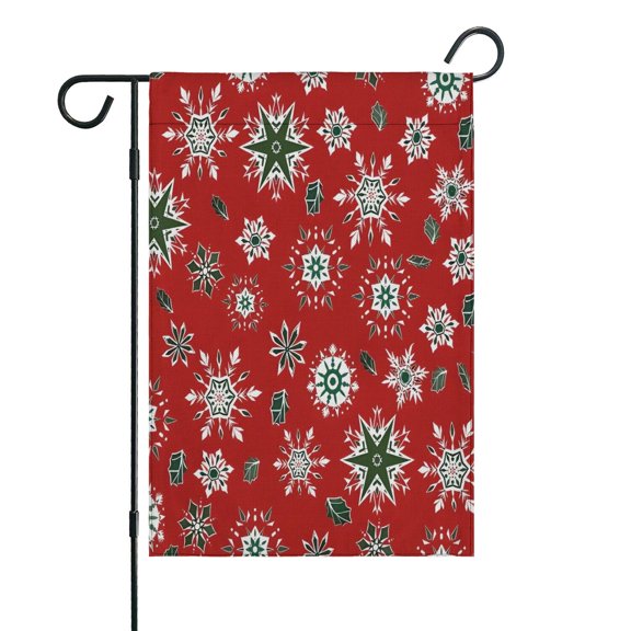 Red Christmas Snowflake Pattern Fall Garden Flags 12.5"x18" Double Side,Small Yard Flags for Outside,Outdoor Fall Decor,Autumn Funny Garden Flag Yard Decoration