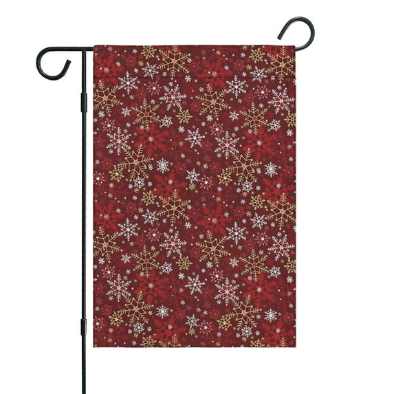 Red Christmas Snowflake Pattern Fall Garden Flags 12.5"x18" Double Side,Small Yard Flags for Outside,Outdoor Fall Decor,Autumn Funny Garden Flag Yard Decoration