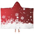 thumbnail image 1 of Red Christmas Snowflake Pattern Hooded Bath Towel，60"x35" for Ages 3 To 12 Kids, Quick Dry Lightweight Soft Microfiber Hood Beach Towel Cover Up for Kids, 1 of 7