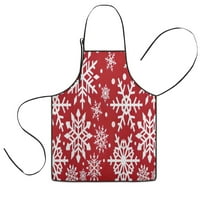 Red Christmas Snowflake Pattern Kids Aprons for Girls and Boys,Adjustable Neck Strap Toddler Aprons for Kids Cooking Baking