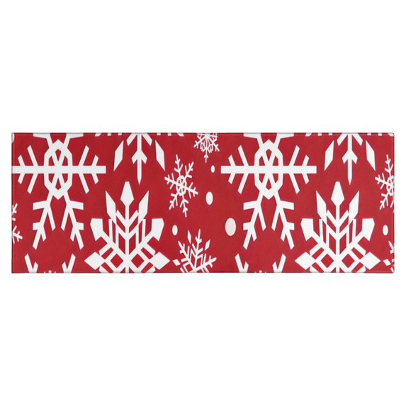 Red Christmas Snowflake Pattern Kitchen Rug Mat,Kitchen Runner Rugs Non Skid Washable,Decorative Kitchen Floor Mats for Kitchen,Sink,Laundry,17"X47"