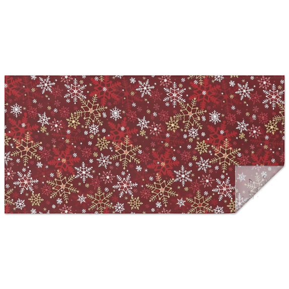 Red Christmas Snowflake Pattern Rectangle Tablecloth 60"x120",Waterproof Polyester Rectangle Table Cloth, Wipeable Spillproof Polyester Tablecloth for Dining, Camping, Indoor and Outdoor