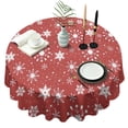 thumbnail image 1 of Red Christmas Snowflake Pattern Round Tablecloth 60"x60",Wrinkle Wipeable Table Cloth for Kitchen Dining Room Picnic Patio Party, 1 of 6