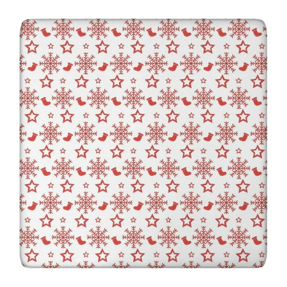 Red Christmas Snowflake Pattern Square Fitted Tablecloth with Elastic Edge,Square Table Cover,Washable Elastic Table Cover for Home Kitchen Party Decor 36"x36"