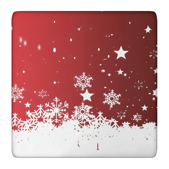 Red Christmas Snowflake Pattern Square Fitted Tablecloth with Elastic Edge,Square Table Cover,Washable Elastic Table Cover for Home Kitchen Party Decor 36"x36"