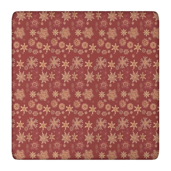 Red Christmas Snowflake Pattern Square Fitted Tablecloth with Elastic Edge,Square Table Cover,Washable Elastic Table Cover for Home Kitchen Party Decor 36"x36"