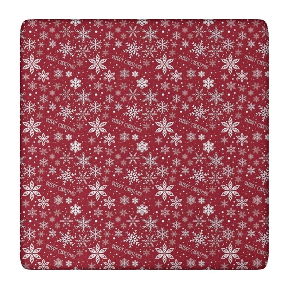 Red Christmas Snowflake Pattern Square Fitted Tablecloth with Elastic Edge,Square Table Cover,Washable Elastic Table Cover for Home Kitchen Party Decor 36"x36"